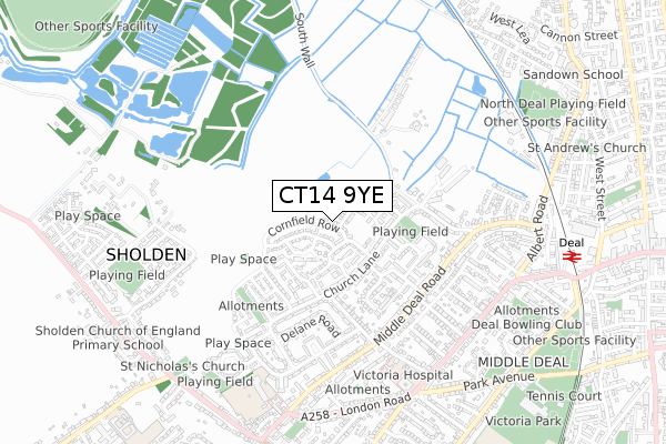 CT14 9YE map - small scale - OS Open Zoomstack (Ordnance Survey)