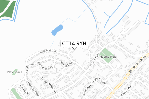 CT14 9YH map - large scale - OS Open Zoomstack (Ordnance Survey)