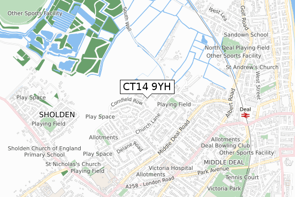 CT14 9YH map - small scale - OS Open Zoomstack (Ordnance Survey)