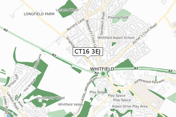 CT16 3EJ map - small scale - OS Open Zoomstack (Ordnance Survey)