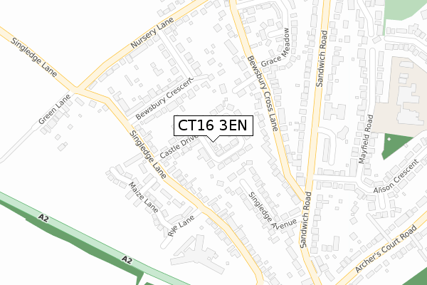 CT16 3EN map - large scale - OS Open Zoomstack (Ordnance Survey)