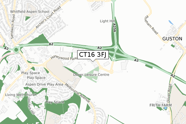 CT16 3FJ map - small scale - OS Open Zoomstack (Ordnance Survey)