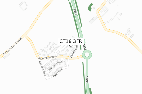 CT16 3FR map - large scale - OS Open Zoomstack (Ordnance Survey)