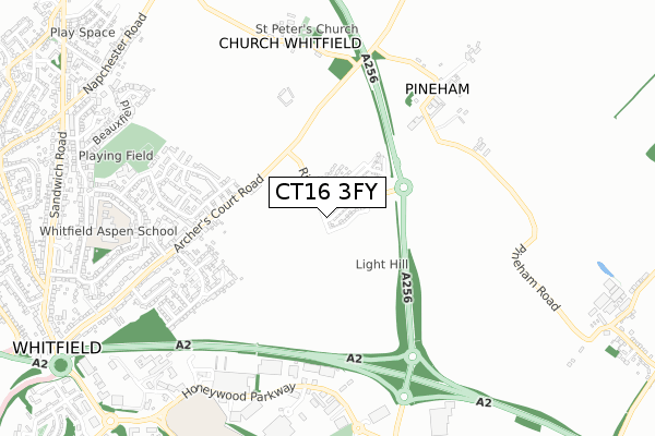 CT16 3FY map - small scale - OS Open Zoomstack (Ordnance Survey)