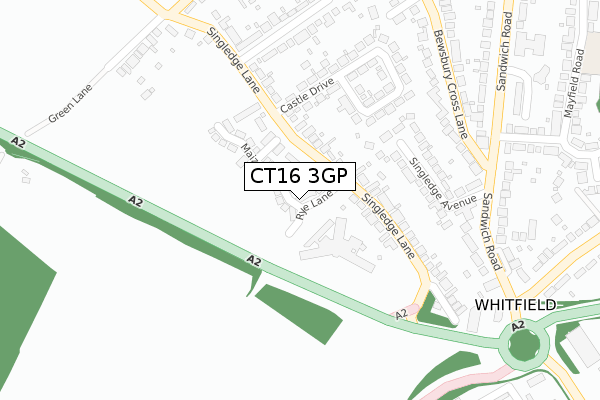 CT16 3GP map - large scale - OS Open Zoomstack (Ordnance Survey)