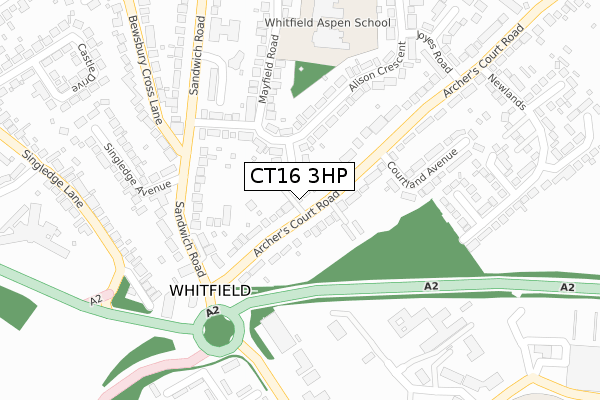 CT16 3HP map - large scale - OS Open Zoomstack (Ordnance Survey)