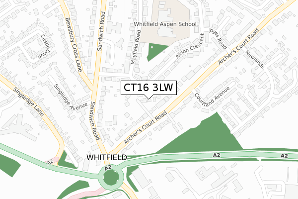 CT16 3LW map - large scale - OS Open Zoomstack (Ordnance Survey)