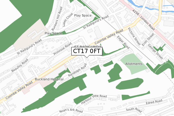 CT17 0FT map - large scale - OS Open Zoomstack (Ordnance Survey)