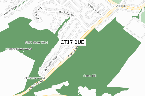 CT17 0UE map - large scale - OS Open Zoomstack (Ordnance Survey)