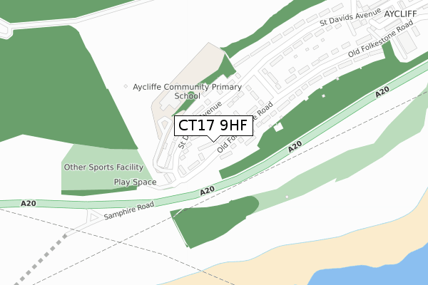 CT17 9HF map - large scale - OS Open Zoomstack (Ordnance Survey)