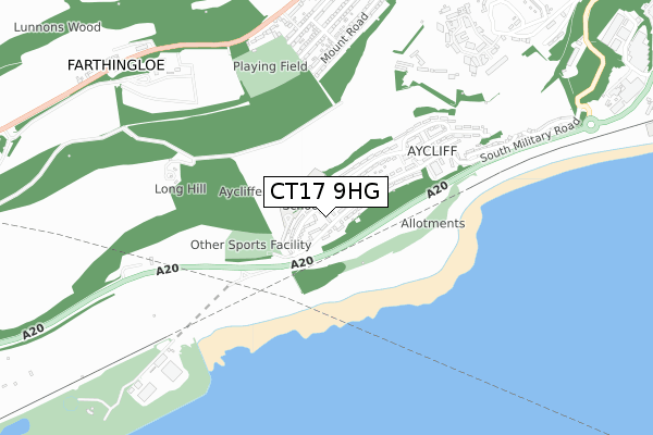 CT17 9HG map - small scale - OS Open Zoomstack (Ordnance Survey)