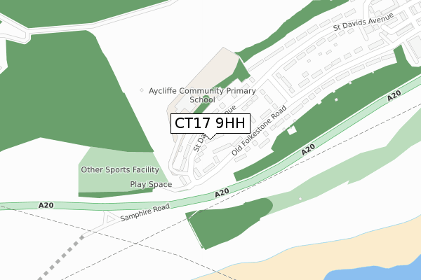 CT17 9HH map - large scale - OS Open Zoomstack (Ordnance Survey)