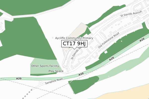 CT17 9HJ map - large scale - OS Open Zoomstack (Ordnance Survey)