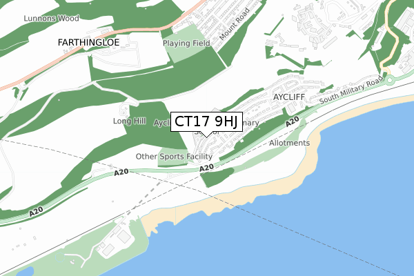 CT17 9HJ map - small scale - OS Open Zoomstack (Ordnance Survey)