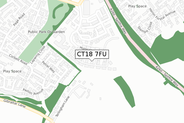 CT18 7FU map - large scale - OS Open Zoomstack (Ordnance Survey)