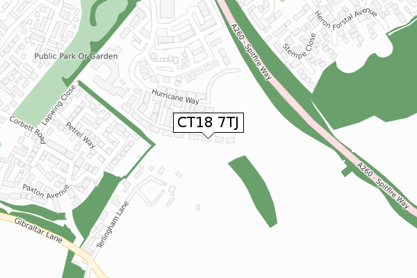 CT18 7TJ map - large scale - OS Open Zoomstack (Ordnance Survey)