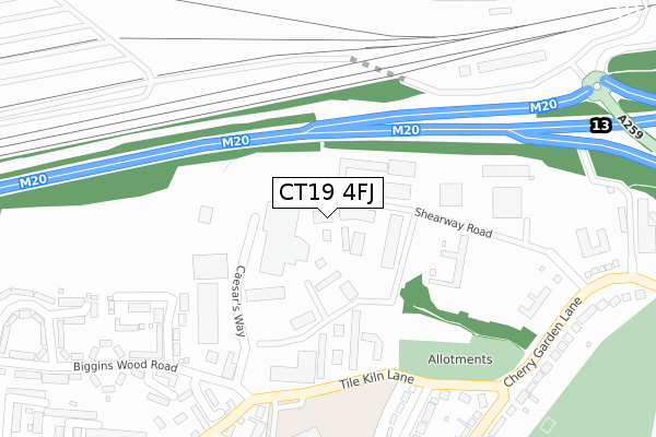 CT19 4FJ map - large scale - OS Open Zoomstack (Ordnance Survey)