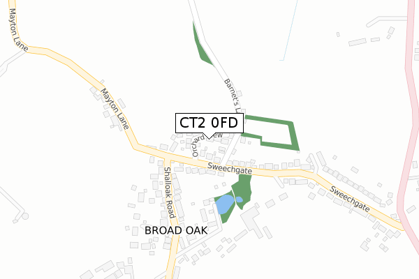 CT2 0FD map - large scale - OS Open Zoomstack (Ordnance Survey)