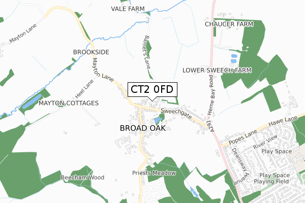 CT2 0FD map - small scale - OS Open Zoomstack (Ordnance Survey)