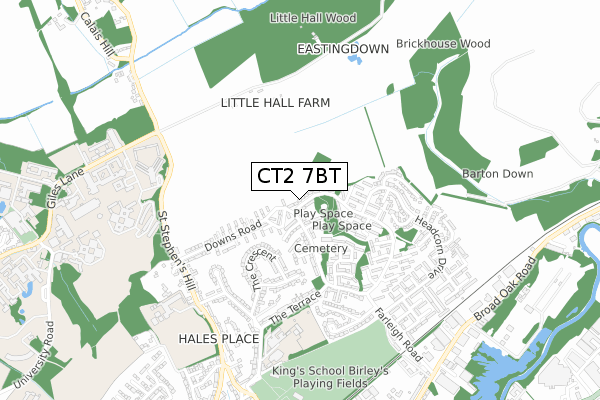 CT2 7BT map - small scale - OS Open Zoomstack (Ordnance Survey)