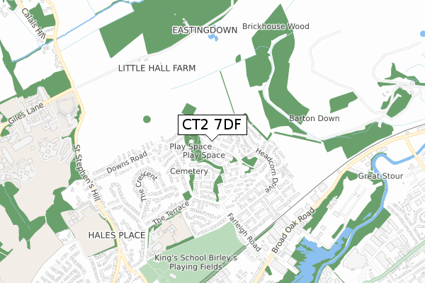 CT2 7DF map - small scale - OS Open Zoomstack (Ordnance Survey)