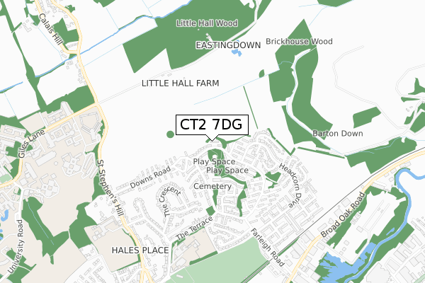 CT2 7DG map - small scale - OS Open Zoomstack (Ordnance Survey)