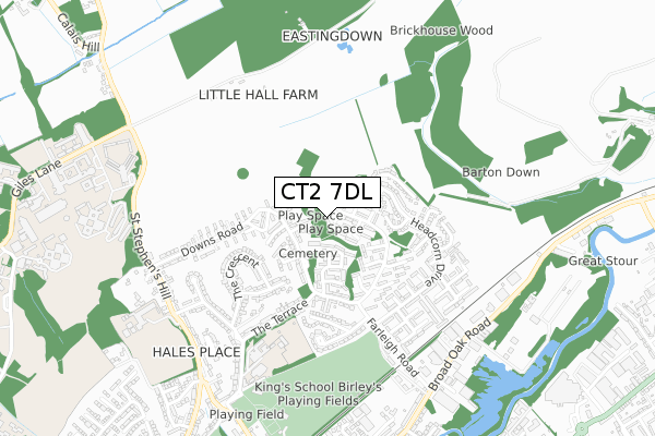 CT2 7DL map - small scale - OS Open Zoomstack (Ordnance Survey)