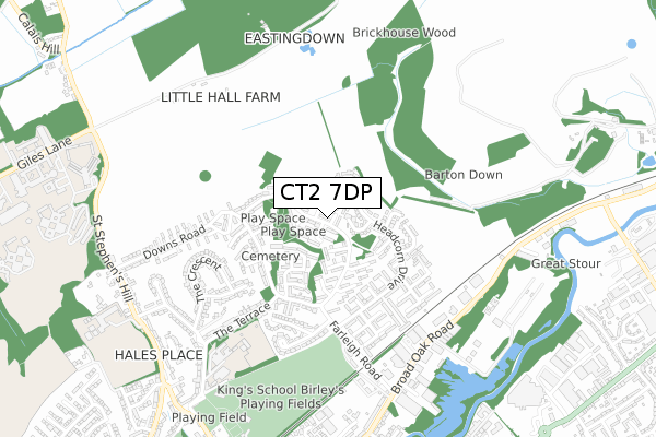 CT2 7DP map - small scale - OS Open Zoomstack (Ordnance Survey)