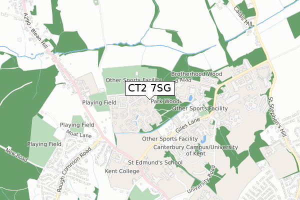 CT2 7SG map - small scale - OS Open Zoomstack (Ordnance Survey)