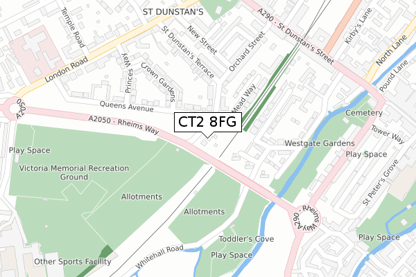 CT2 8FG map - large scale - OS Open Zoomstack (Ordnance Survey)