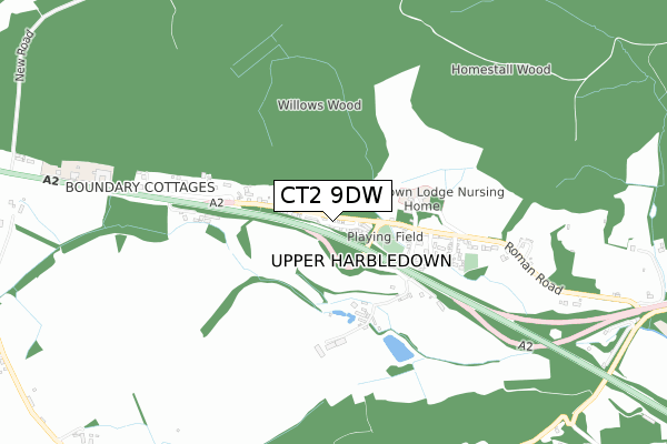 CT2 9DW map - small scale - OS Open Zoomstack (Ordnance Survey)