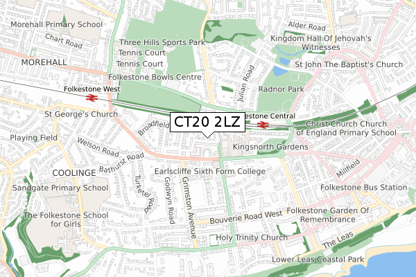 CT20 2LZ map - small scale - OS Open Zoomstack (Ordnance Survey)