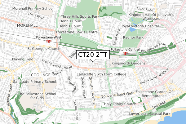 CT20 2TT map - small scale - OS Open Zoomstack (Ordnance Survey)