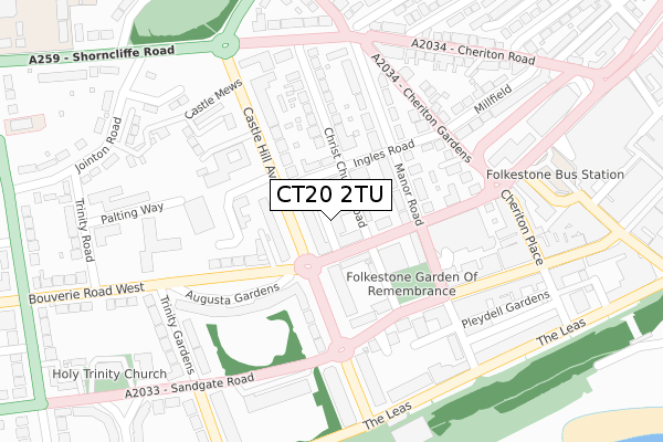 CT20 2TU map - large scale - OS Open Zoomstack (Ordnance Survey)