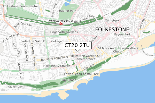 CT20 2TU map - small scale - OS Open Zoomstack (Ordnance Survey)