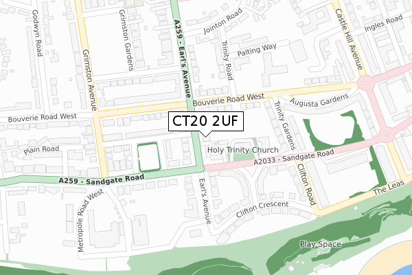 CT20 2UF map - large scale - OS Open Zoomstack (Ordnance Survey)