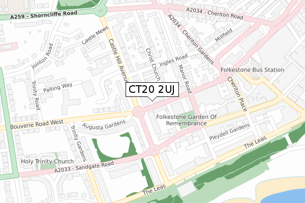 CT20 2UJ map - large scale - OS Open Zoomstack (Ordnance Survey)