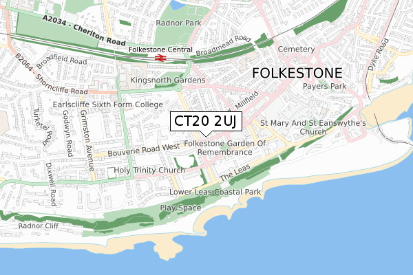 CT20 2UJ map - small scale - OS Open Zoomstack (Ordnance Survey)