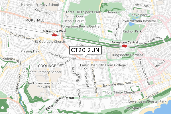 CT20 2UN map - small scale - OS Open Zoomstack (Ordnance Survey)