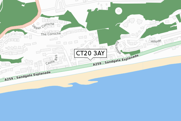 CT20 3AY map - large scale - OS Open Zoomstack (Ordnance Survey)