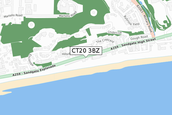 CT20 3BZ map - large scale - OS Open Zoomstack (Ordnance Survey)