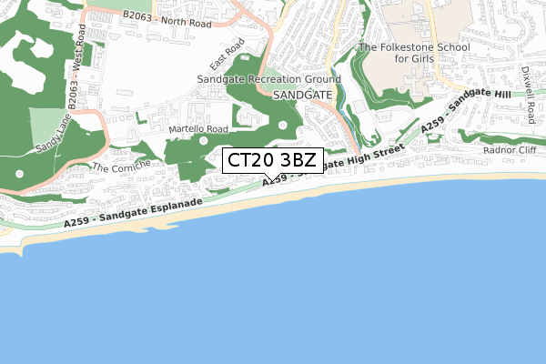 CT20 3BZ map - small scale - OS Open Zoomstack (Ordnance Survey)