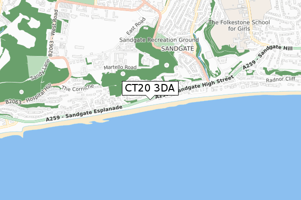 CT20 3DA map - small scale - OS Open Zoomstack (Ordnance Survey)