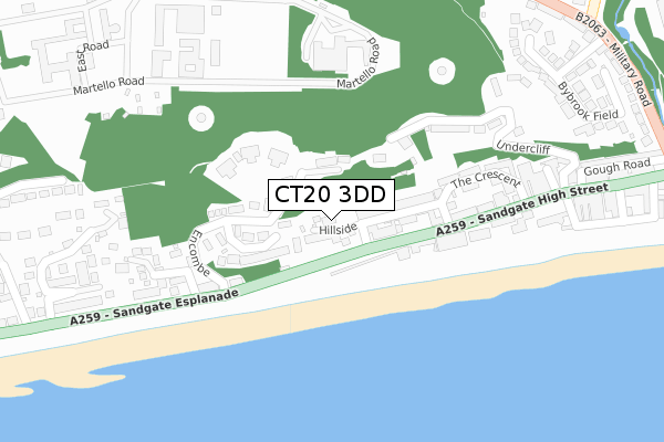 CT20 3DD map - large scale - OS Open Zoomstack (Ordnance Survey)