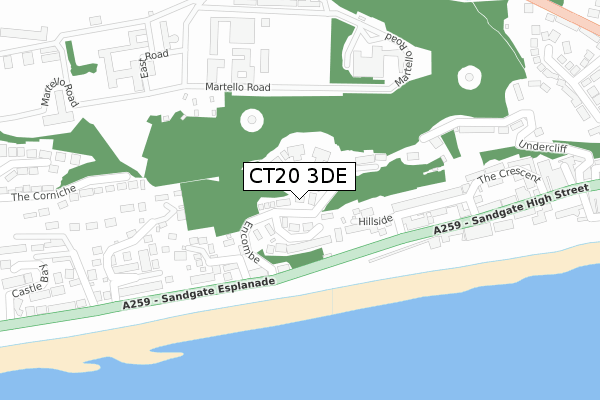 CT20 3DE map - large scale - OS Open Zoomstack (Ordnance Survey)