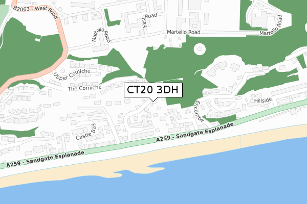 CT20 3DH map - large scale - OS Open Zoomstack (Ordnance Survey)