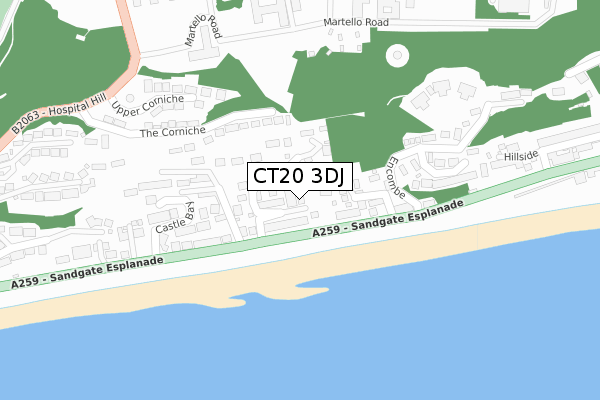 CT20 3DJ map - large scale - OS Open Zoomstack (Ordnance Survey)