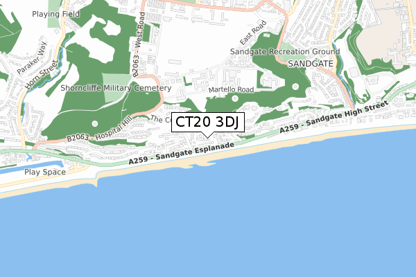 CT20 3DJ map - small scale - OS Open Zoomstack (Ordnance Survey)