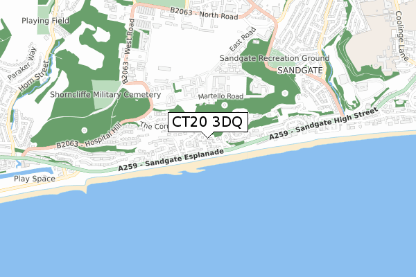 CT20 3DQ map - small scale - OS Open Zoomstack (Ordnance Survey)