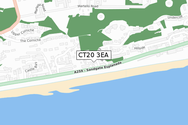 CT20 3EA map - large scale - OS Open Zoomstack (Ordnance Survey)